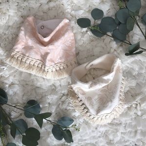 Boho baby bibs, 2 Handmade Fringe Handkerchief Bibs from Etsy